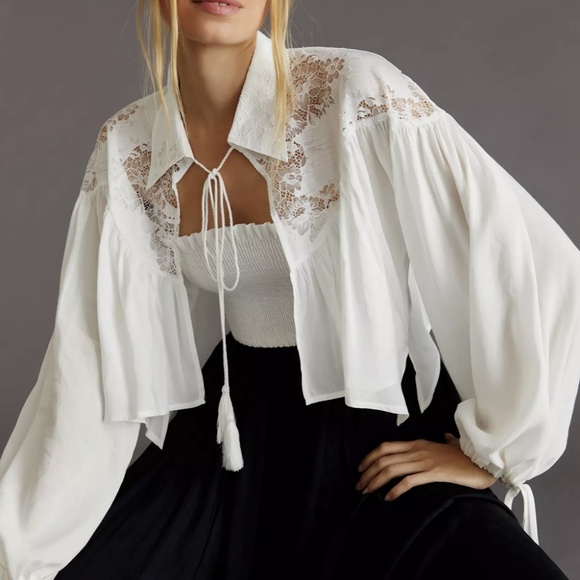 Anthropologie Cropped Lace Shrug - Picture 2 of 6